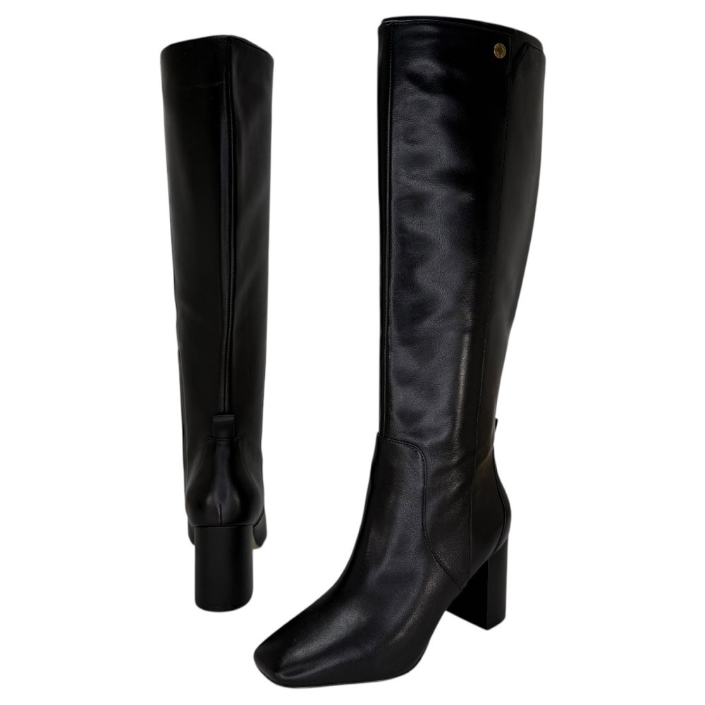 Cole Haan Chrystie Black Leather 75MM Knee High Heeled Womens Boots Size 7M - Picture 8 of 12